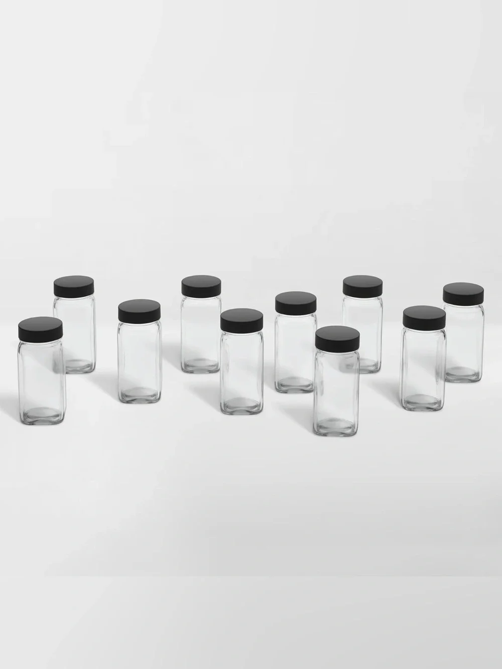 NWT Neat Method Glass Spice Jars - Set of 10 - Matte Black